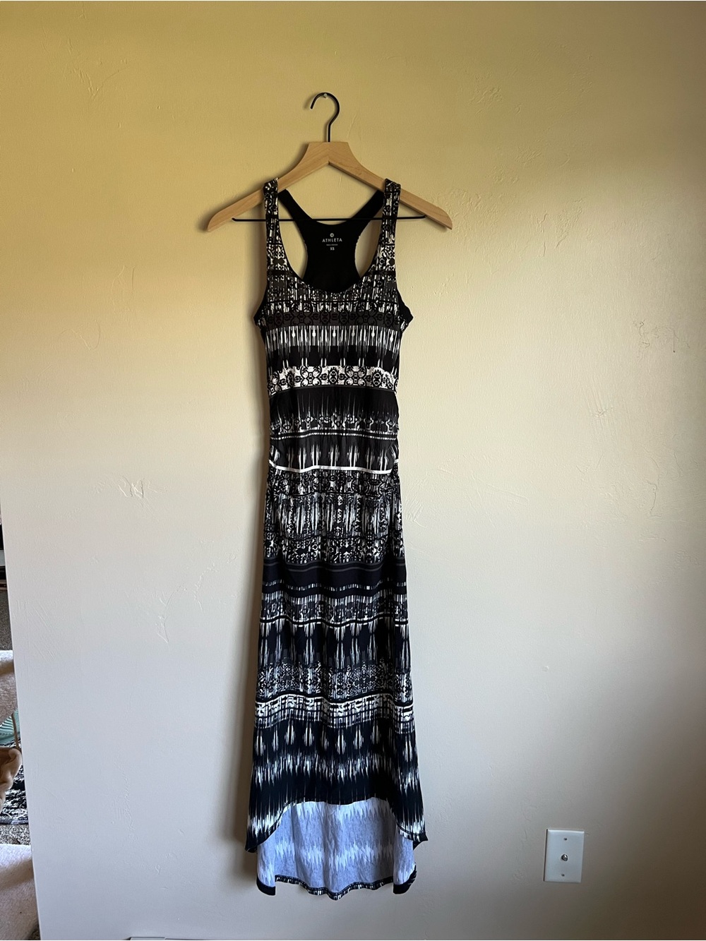 Athleta Black & White Racerback Printed Maxi Dress